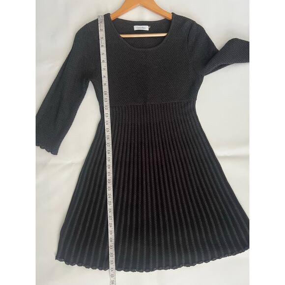 Calvin Klein dark gray Knit Sweater Dress Scalloped babydoll feminine - Picture 9 of 9